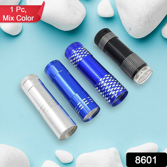 Portable Mini Torch – 9 LED Pocket Flashlight, 3 Battery Operated (Battery Not Included, Mix Color)