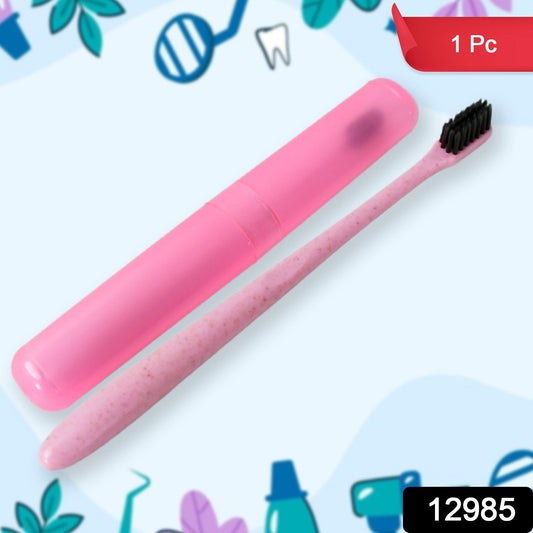 Soft Toothbrush With Toothbrush Cover Cleaner Scraper for Men and Women, Kids, Adults Plastic Toothbrush Cover / Case / Holder (1 Pc / Mix Color)