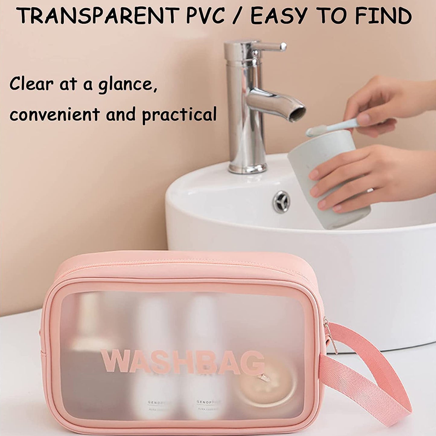 12682 Cosmetic Pouch Make Up Bag For Home Travel Toiletry Bag For Cosmetics Brushes Accessories Set Of 3 Small Medium Big - Wash Bag