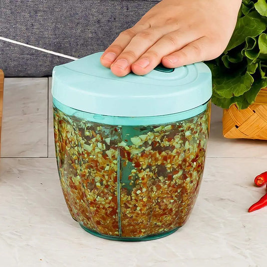 2065 6 Blade 2in1 Manual Food Chopper Compact Powerful Hand Held Vegetable Chopper (1000ml)