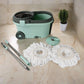 Ganesh Quick Spin Mop Steel Spin, Bucket Floor Cleaning, Easy Wheels & Big Bucket, Floor Cleaning Mop With Bucket, 2 Micro fiber head / Refill