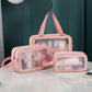 Cosmetic Pouch, Make up Bag for Home & Travel, Toiletry Bag for Cosmetics, Brushes, Accessories Set of 3 Small, Medium & Big - Wash Bag