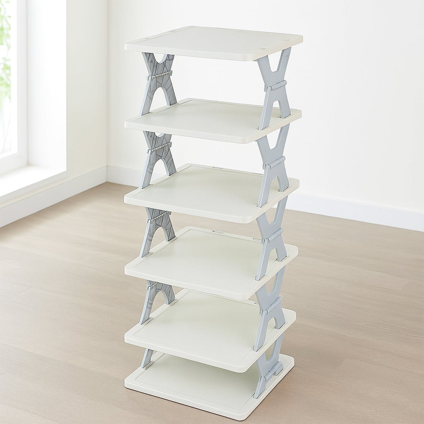 Smart 6-Layer Shoe Rack – Foldable, Collapsible & Heavy-Duty Plastic Stand for Home Entryway Storage Organizer (Mix Color)