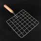 Stainless Steel Square Papad jali, Barbecue Grill Rack with Wooden Handle (1 Pc)