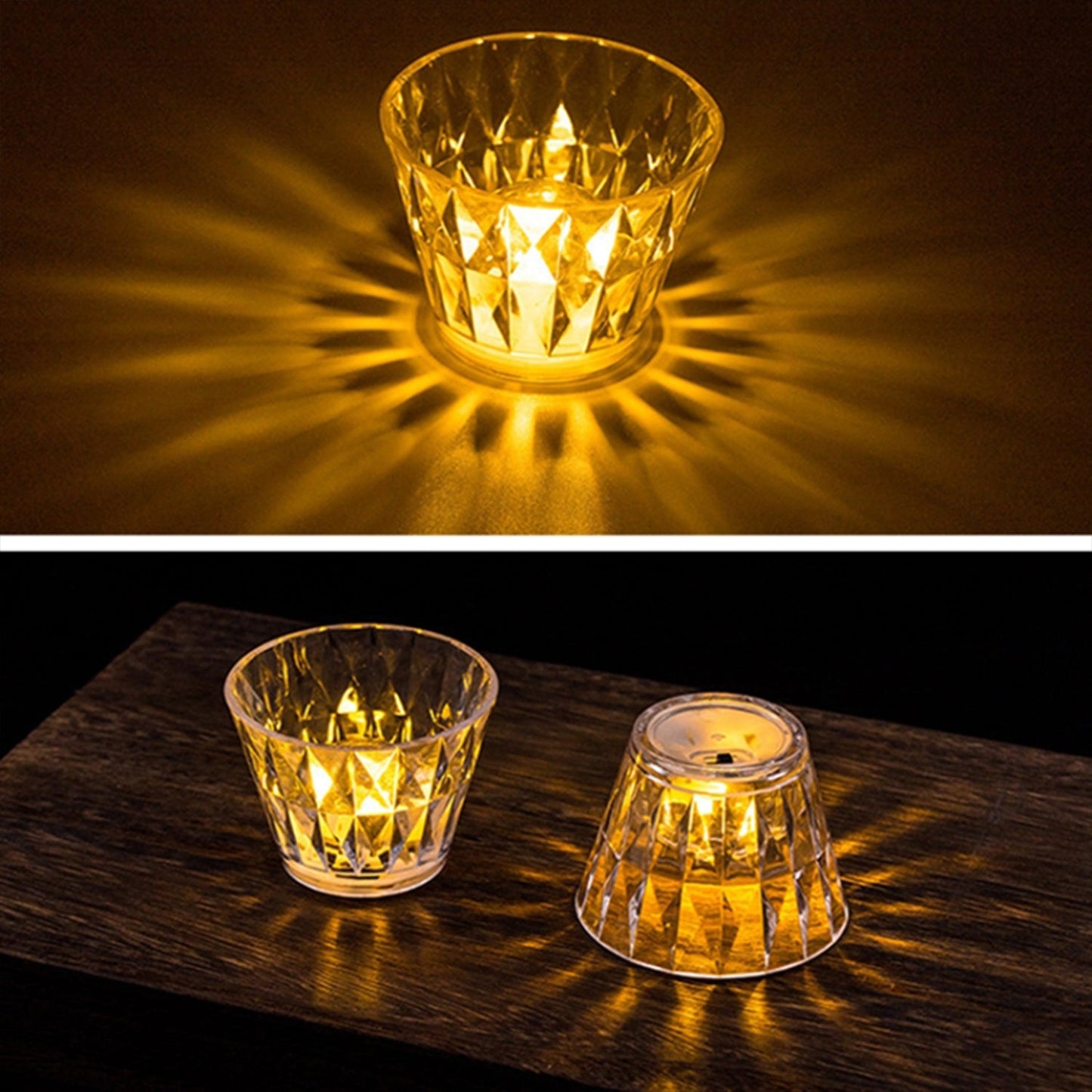 Cup Shape Crystal Table Lamp, Diwali (1 Pc)