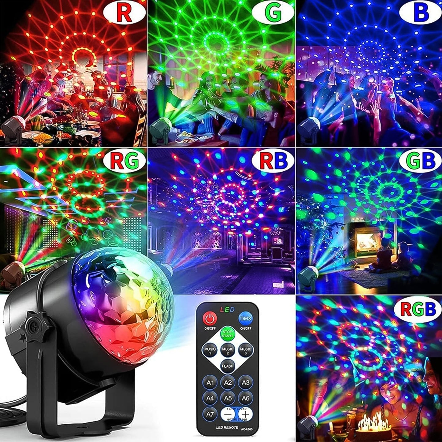 Party Lights, DJ Stage Light Disco Ball Light USB Charging Party Stage Lamp Party Light for Home Bar Car Wedding Holiday Party, Party Gift Kids Birthday