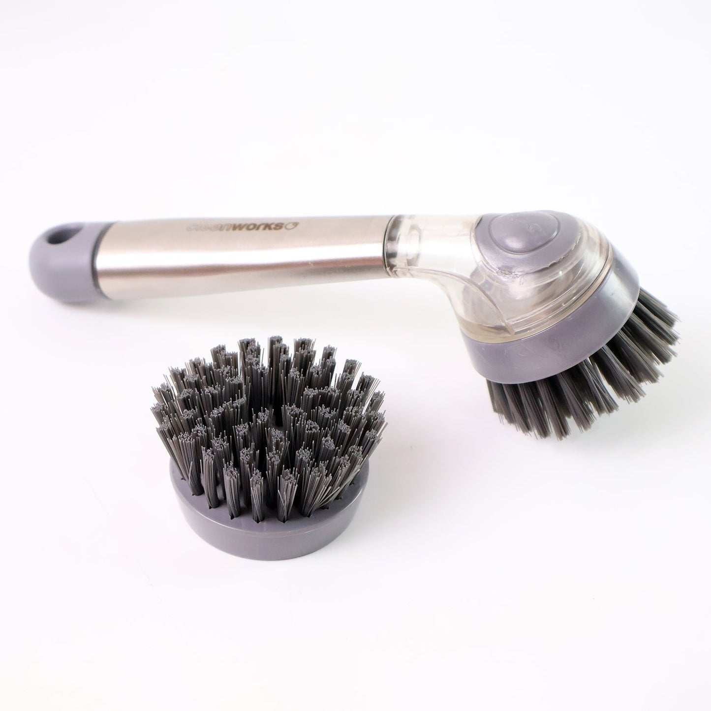 Cleaning Brushes Set, Scrub Brush Bathroom Brush, Long Handle Liquid Dispenser Pot Washing Brush