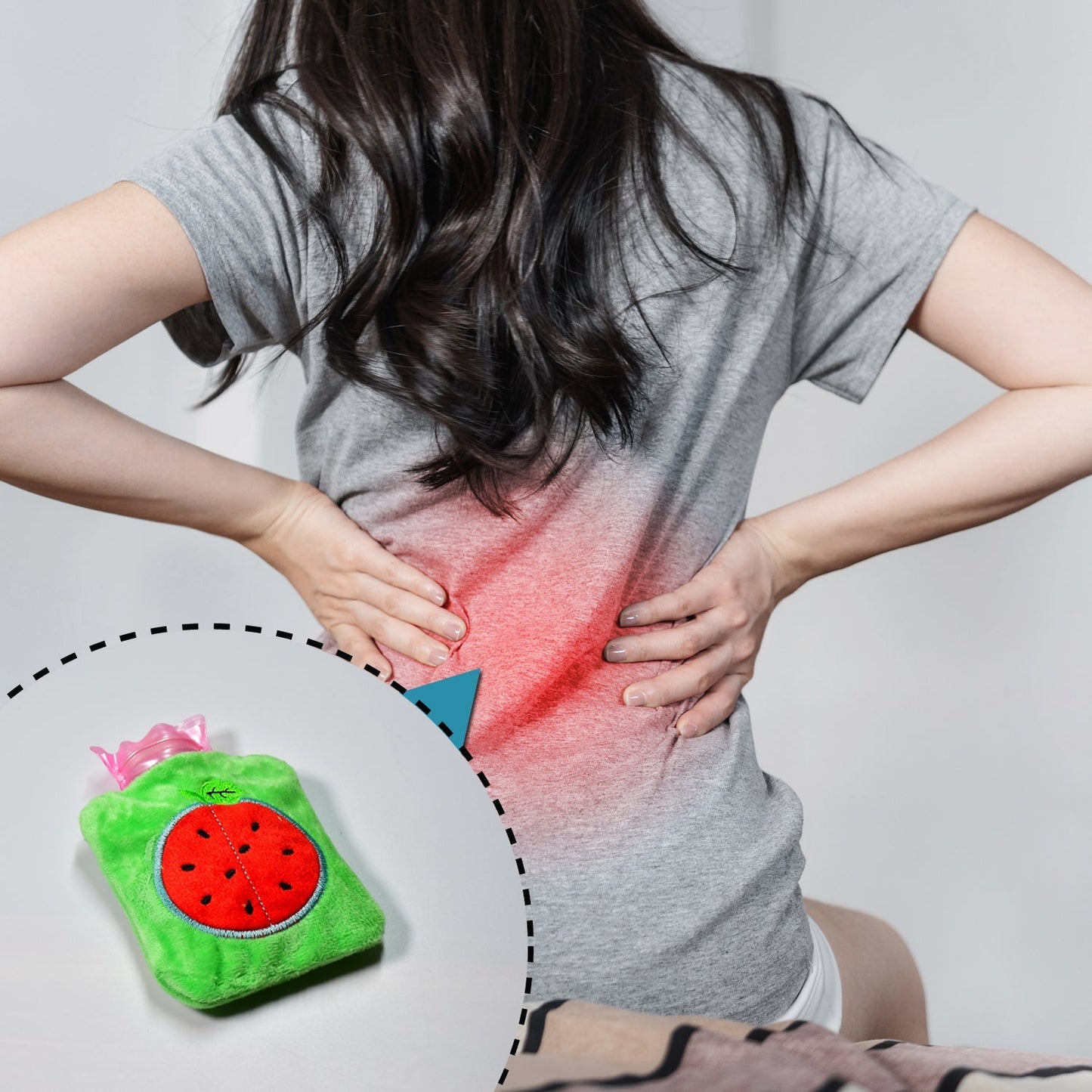Watermelon Small Hot Water Bag with Cover – Pain Relief Warmer