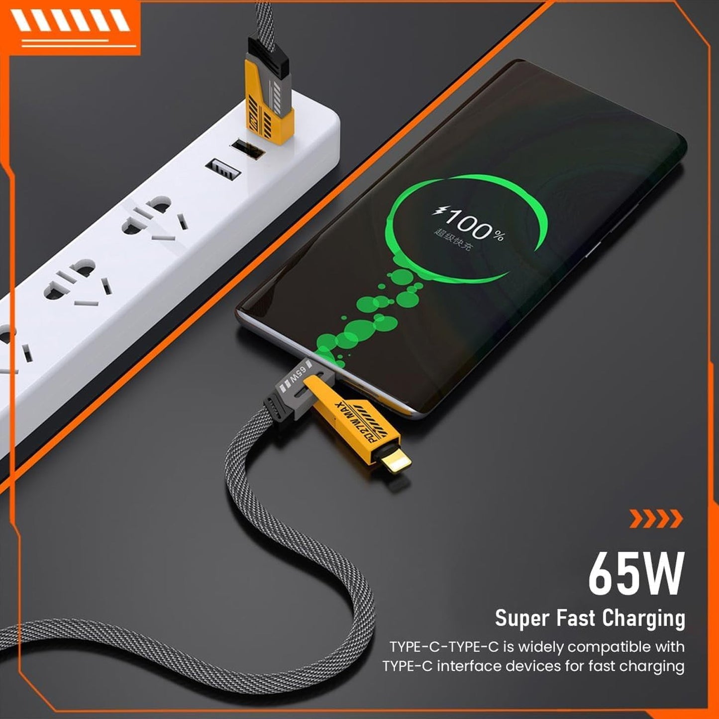 4 in 1 Fast Charging Cable With Multiport USB-C to Type C