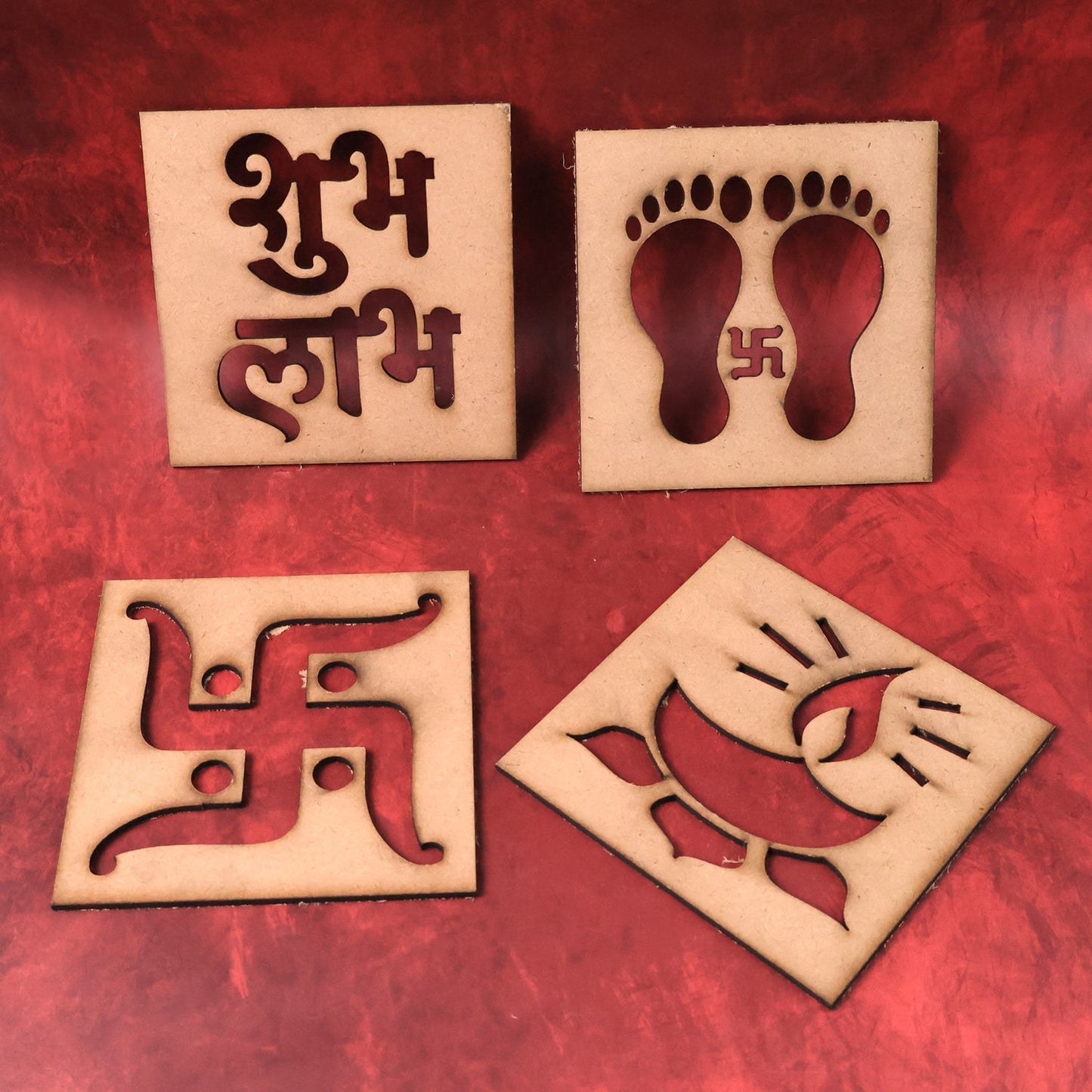 Wooden Decorative Cutouts (Mix Design / 4 Pc)