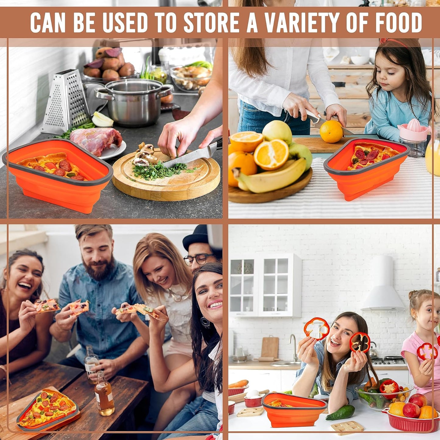Reusable Expandable Pizza Storage Container with 5 Microwavable Trays – Adjustable for Home & Outdoor Use