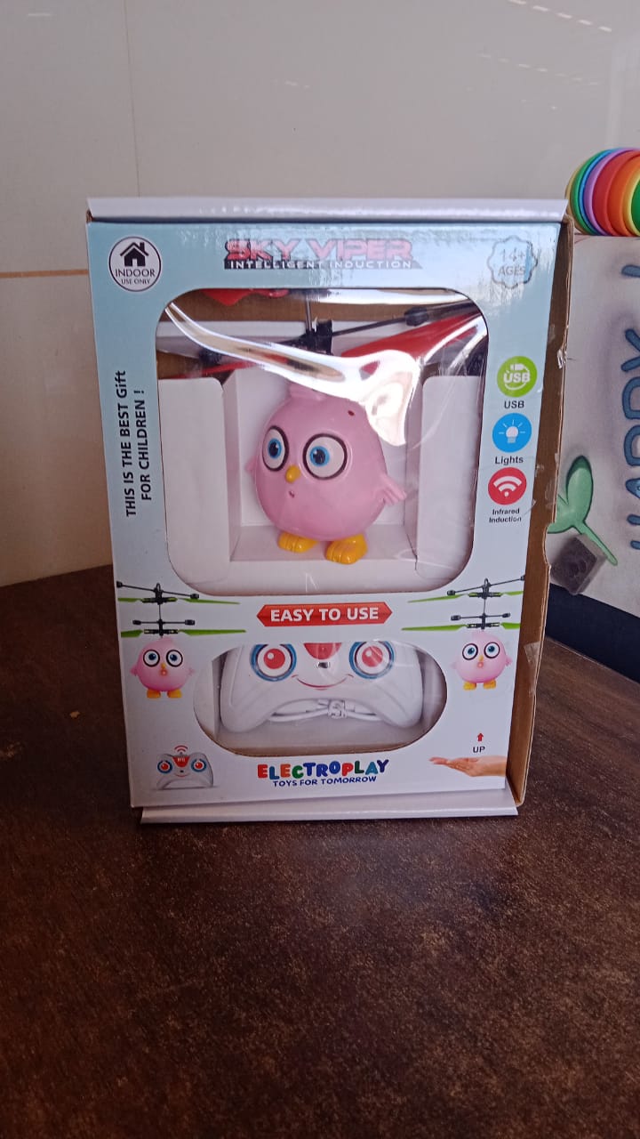Electroplay Flying Bird RC Toy with LED & Remote Control – Pink Owl Design (1 Set)