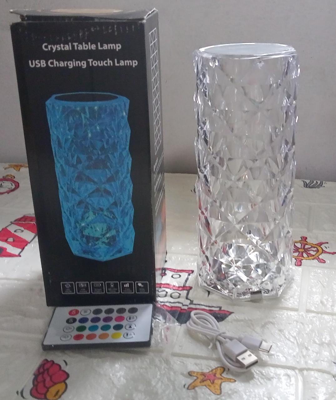 Crystal Touch Night Light for Bedroom Decor (16 Colors, Remote, USB)