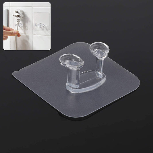 Transparent Self-Adhesive Wall Hook – Drill-Free, Waterproof & Oil-Proof for Toothbrush, Socket (1 Pc)