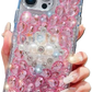 Luxury Phone Case for iPhone 16 pro | Rhinestone | Transparent | Diamond Crystals | Handmade Compatible with iPhone 16 pro (Pink Rhinestones)