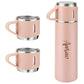 Customized Stainless Steel Vacuum Flask Set with 3 Cups – 500ML | Personalized Name Bottle Gift Combo for Boyfriend, Girlfriend, Employee