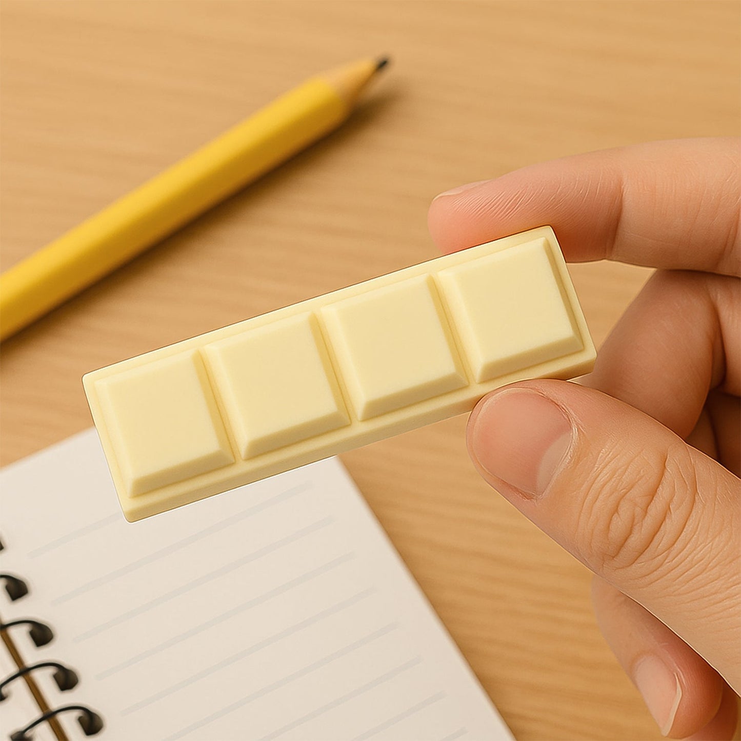 3D Chocolate Shaped Erasers Soft Pencil Erasers Supplies for Office School Students Drawing Writing Classroom Rewards for Return Gift, Birthday Party, School Prize (1 Pc 4 grid)