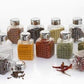 Compact 16-container revolving spice rack, square bottle design