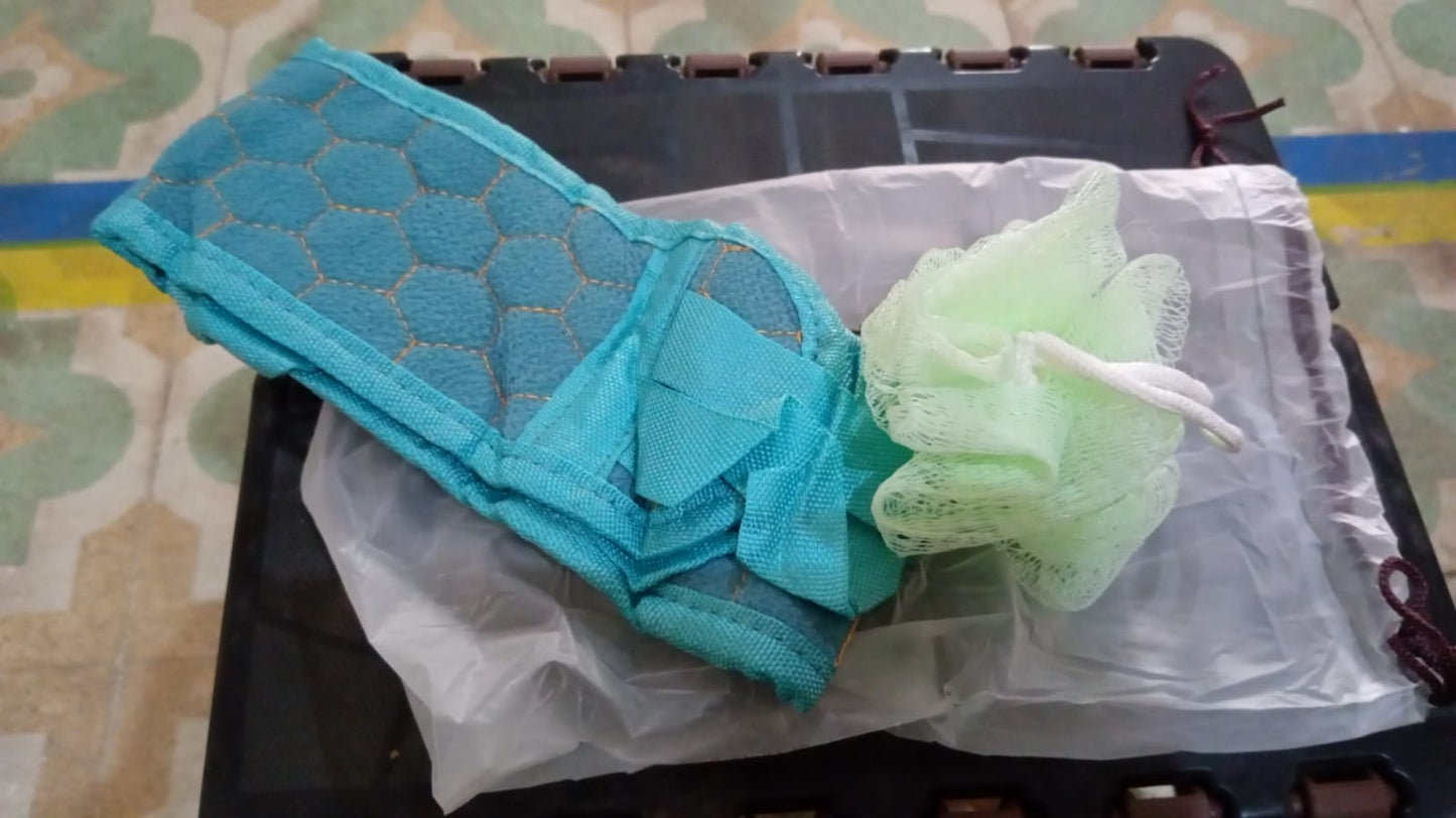 Bath Shower Scrubber Set – Dual-Sided Loofah Sponge & Bath Brush for Deep Clean (2 Pcs)