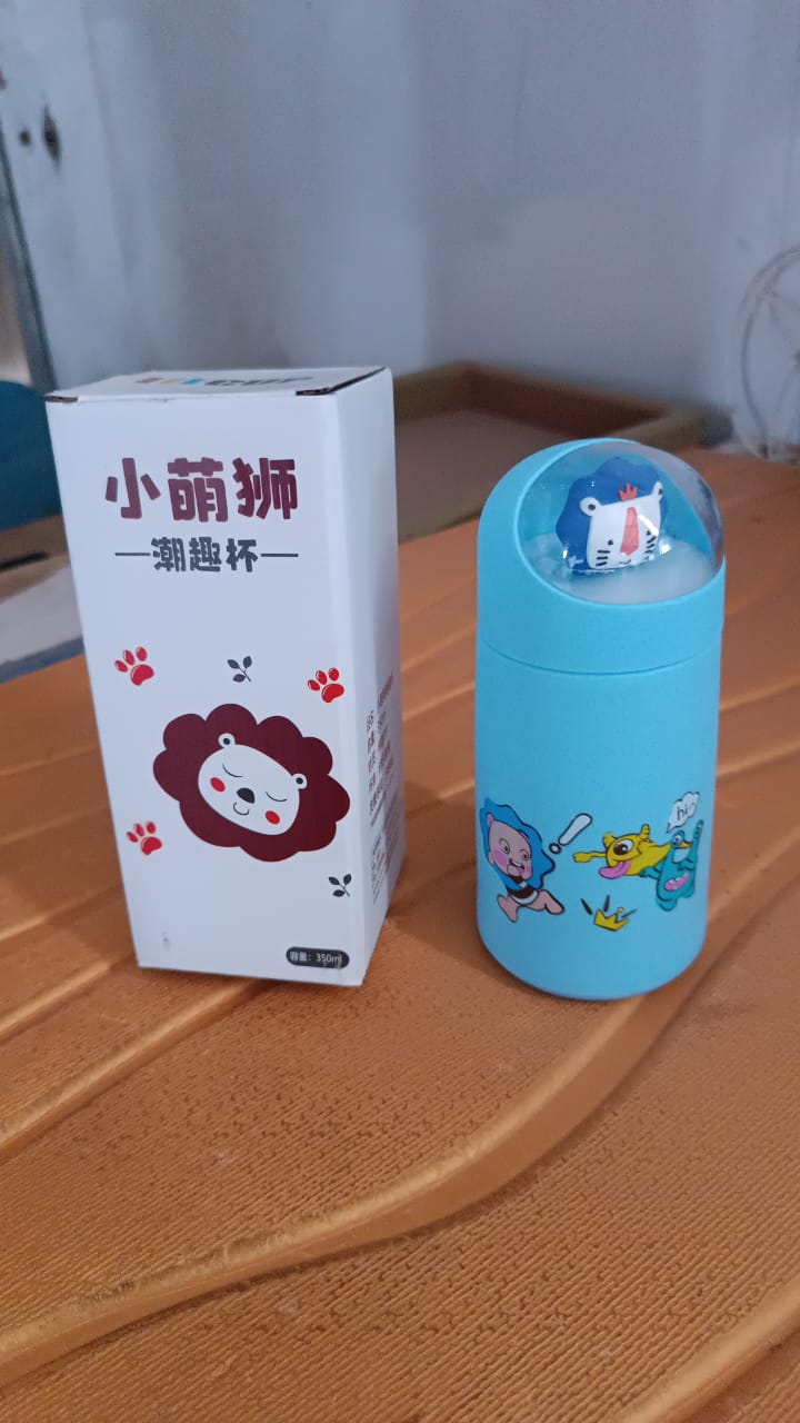 Double Wall Cartoon Glass Water Bottle 350Ml (1 Pc)