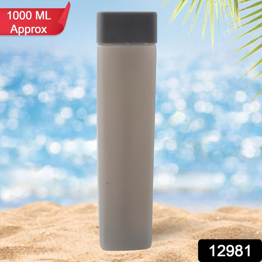 Square Plastic Water Bottle - 1000ml Leakproof BPA-Free Container for Office, Gym & Home (1 pc)