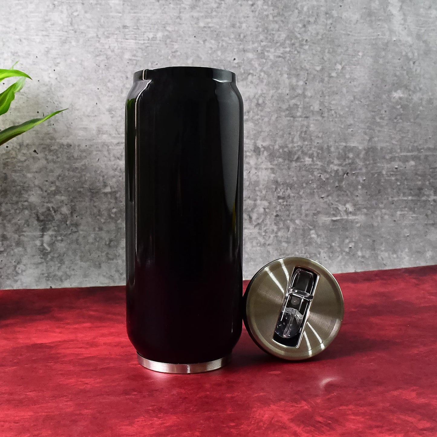 Stainless Steel Can-Shaped Vacuum Flask with Built-In Straw 500ml Approx (1 Pc)