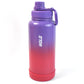 Two Tone Pink Stainless Steel Water Bottle  Copper Coated Vacuum Insulation  Powder Coated  Secure Grip  Leakproof Easy Pour Cap (1000ml)