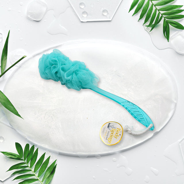 6702a Loofah Back Scrubber For Shower Long Handle Bath Sponge Shower Brush Soft Nylon Mesh Back Cleaner Washer Body Bath Brush For Women And Men Bathroom Shower Accessories (45 Cm)