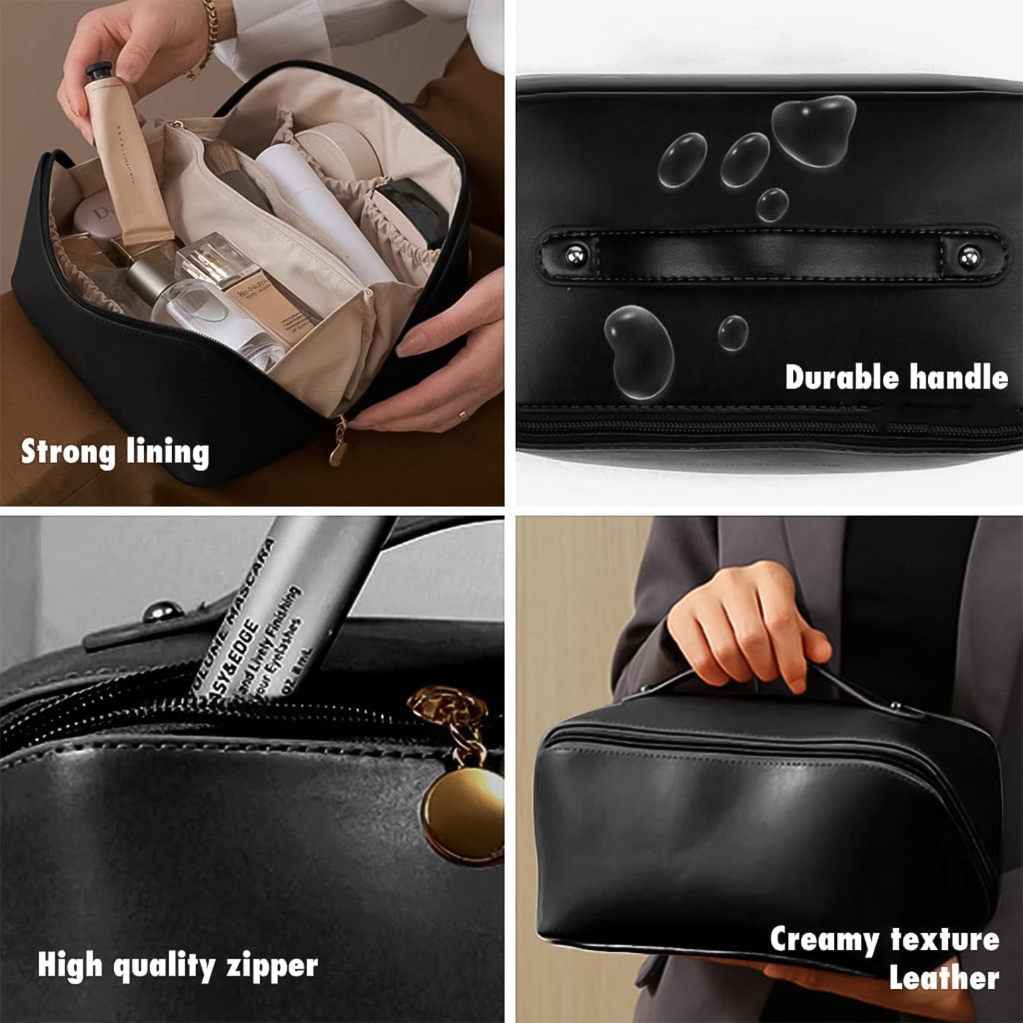 Premium Travel Makeup  Toiletry Organizer Pouch With Zipper  Handle(1 Pc)