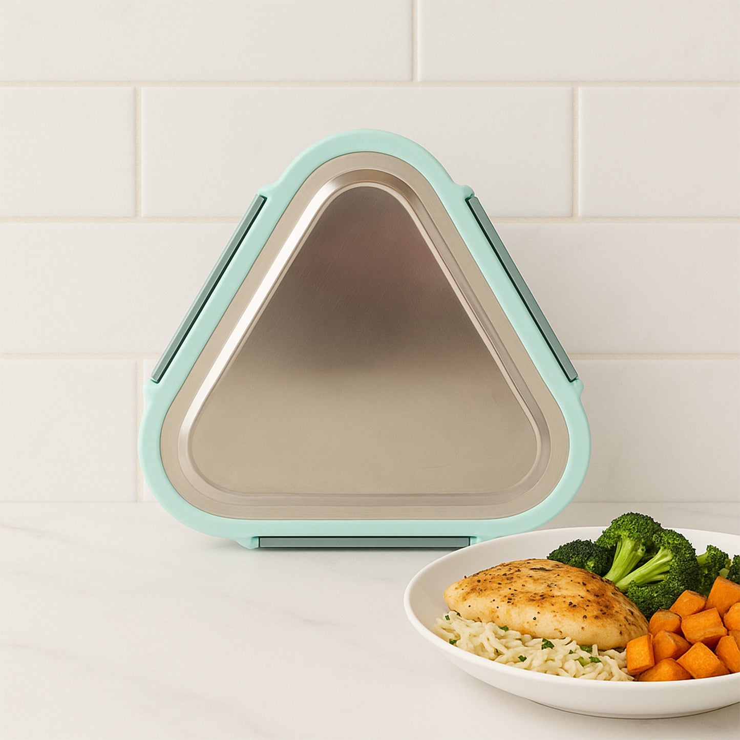 Ganesh Trinity 2-piece Stainless Steel Triangle Lunch Box Set
