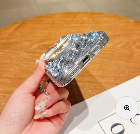 Luxury mirror with diamond heart for 16 Pro ( Black )