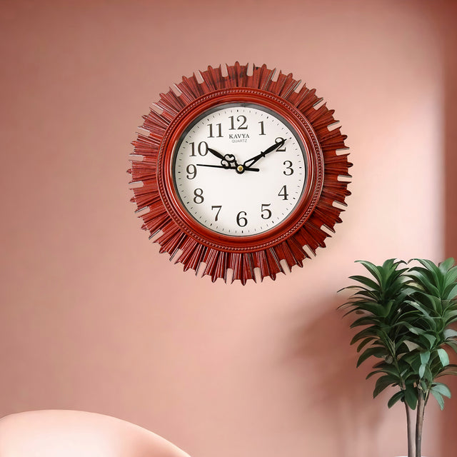 4918 Wooden Look Designer Wall Clock Plastic Decorative Latest Wall Clock Battery Operated Round Easy To Read For Roomhomekitchenbedroomofficeschool