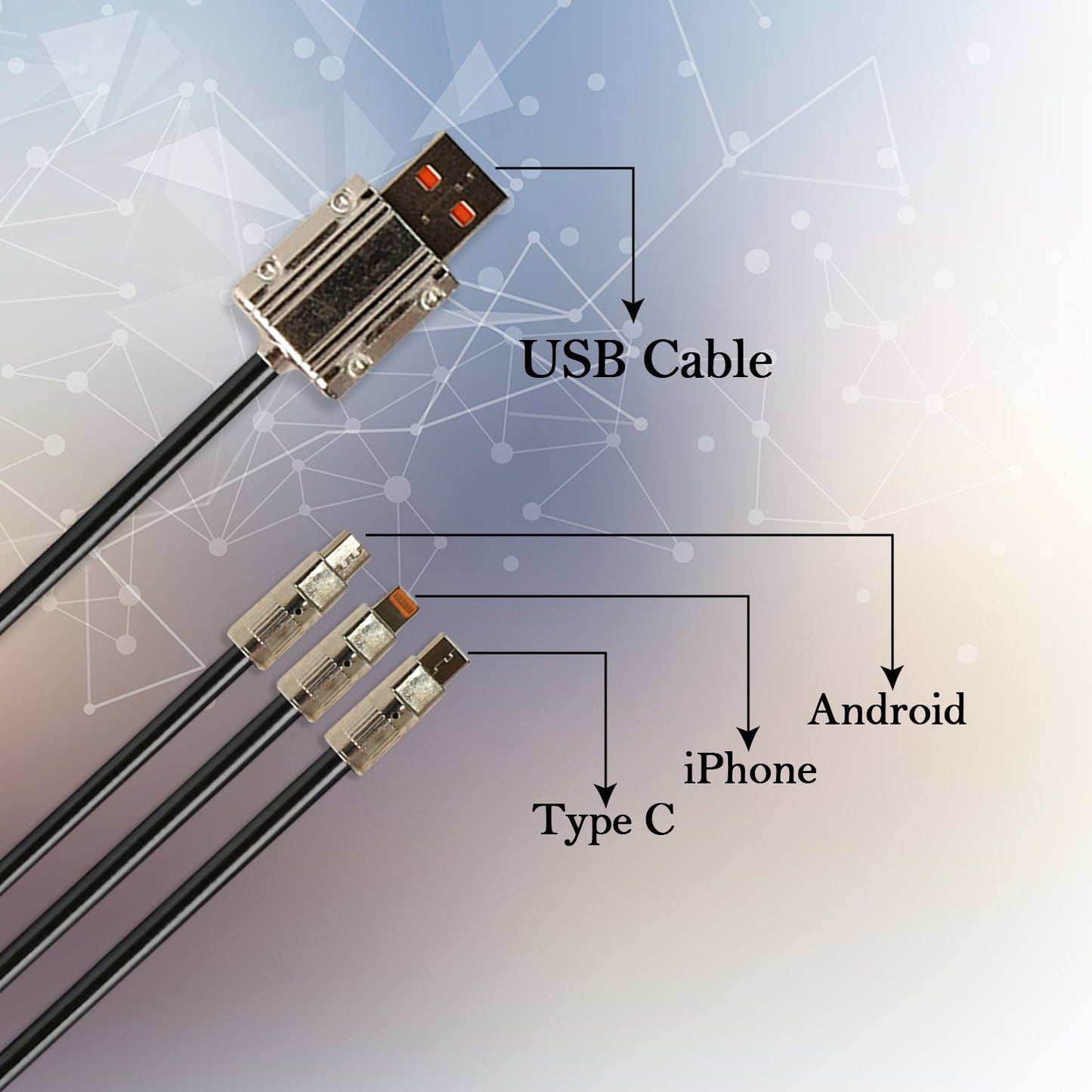 3 in 1 Multi Super Fast Charging Cable (1 Pc / 2 Mtr.)