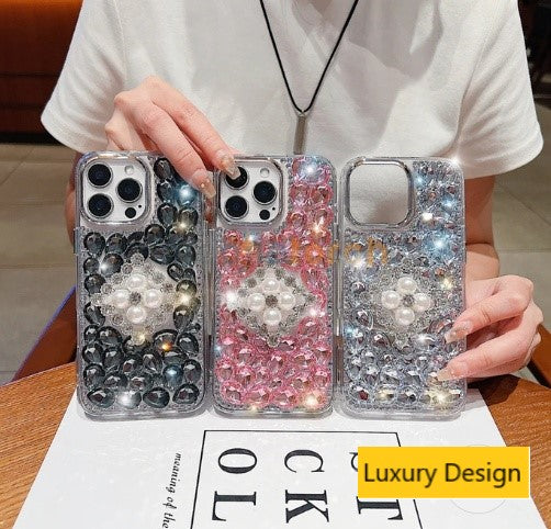 Luxury Phone Case ( Black ) for iPhone 15 plus  | Rhinestone | Transparent | Diamond Crystals | Handmade (Copy) (Copy) (Copy)