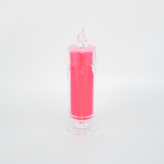 8438 Red Led Flameless Candles Battery Operated Pillar Candles Flickering Realistic Decorative Lamp Votive Transparent Flameless Ornament Tea Party Decorations For Hotel Scenehome Decor Restaurant Diwali Decoration Candle Crystal Lamp (1 Pc)