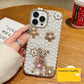 Handmade Decorative Pearl and Diamond Bear Phone Case for iphone 16 only