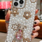 Handmade Decorative Pearl and Diamond Bear Phone Case for iphone 16 only