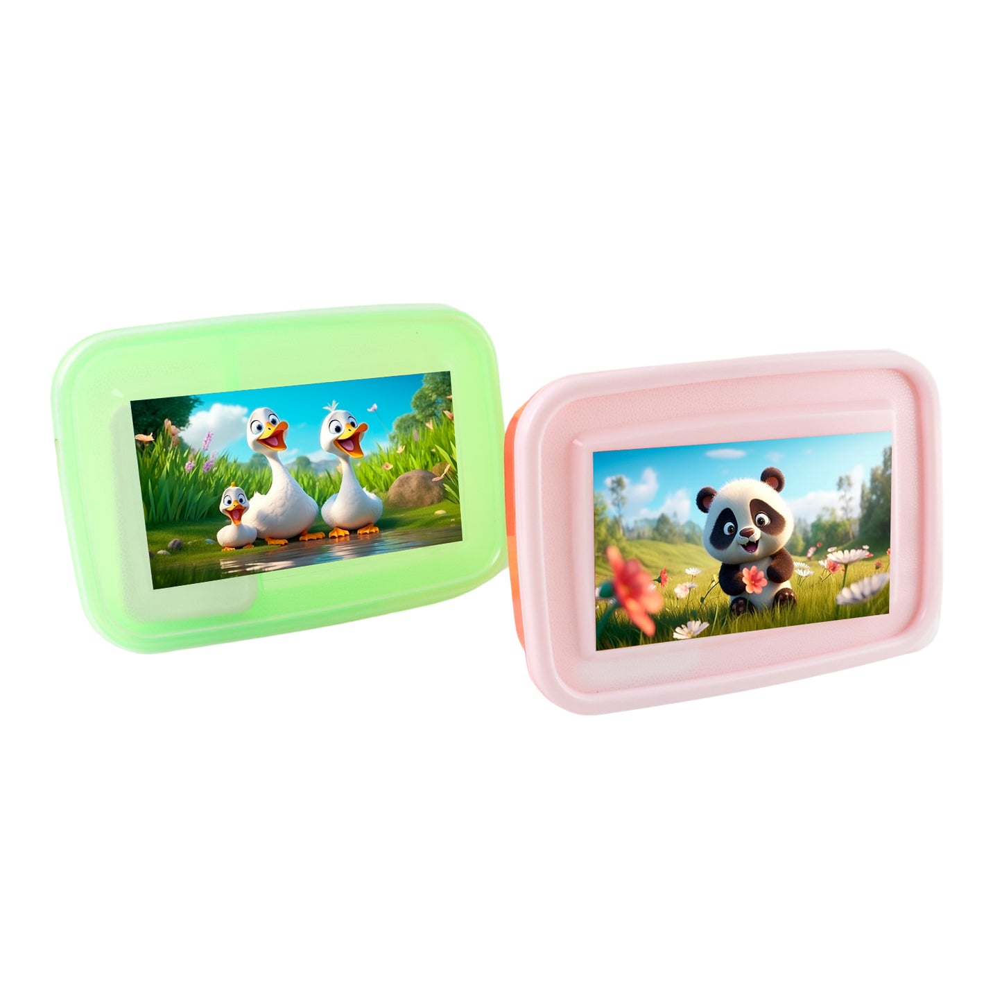 Kids Cartoon Printed Lunch Box Mix Design (1 Set)