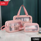 Cosmetic Pouch, Make up Bag for Home & Travel, Toiletry Bag for Cosmetics, Brushes, Accessories Set of 3 Small, Medium & Big - Wash Bag