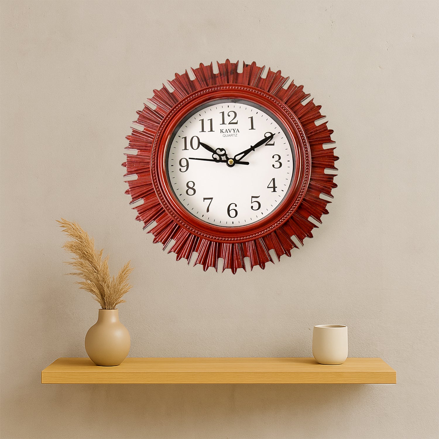4918 Wooden Look Designer Wall Clock Plastic Decorative Latest Wall Clock Battery Operated Round Easy To Read For Roomhomekitchenbedroomofficeschool